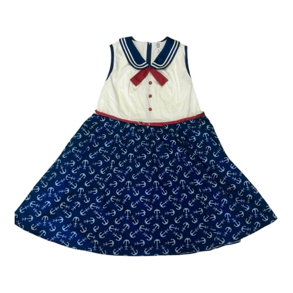 Kids Disney Cruise Line Anchor Sailor Sleeveless Dress with Belt - Picture 4 of 4